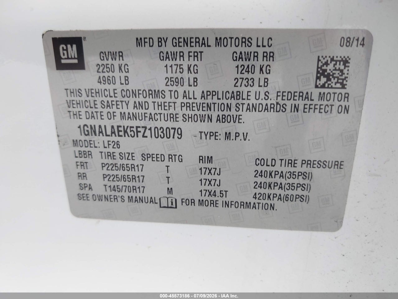 2015 CHEVROLET EQUINOX LS thumbnail 10