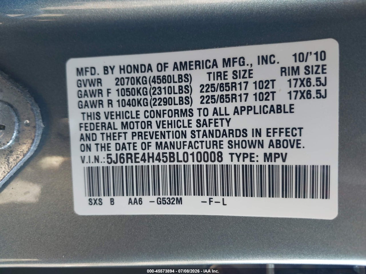 2011 HONDA CR-V SE thumbnail 10