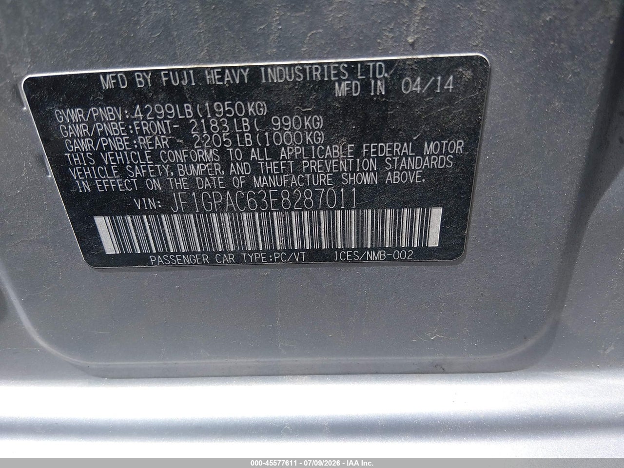 2014 SUBARU IMPREZA 2.0I PREMIUM thumbnail 10