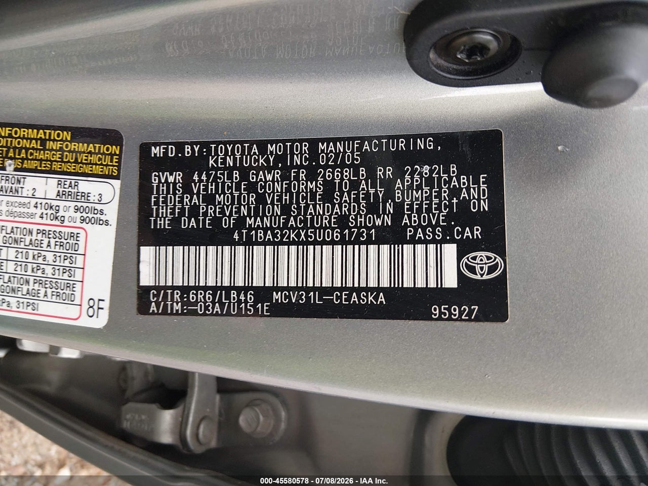 2005 TOYOTA CAMRY SE V6 thumbnail 10