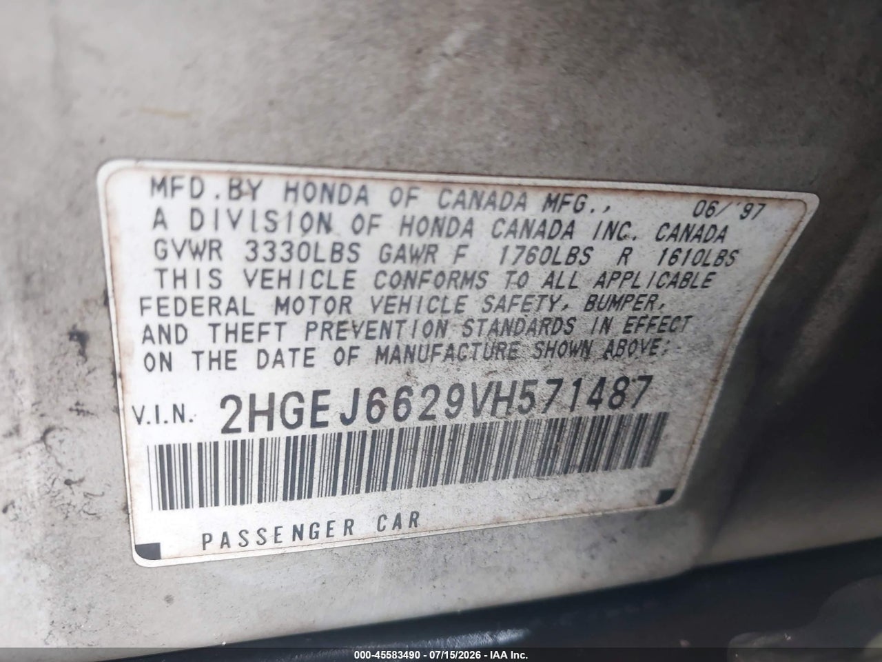 1997 HONDA CIVIC DX thumbnail 10