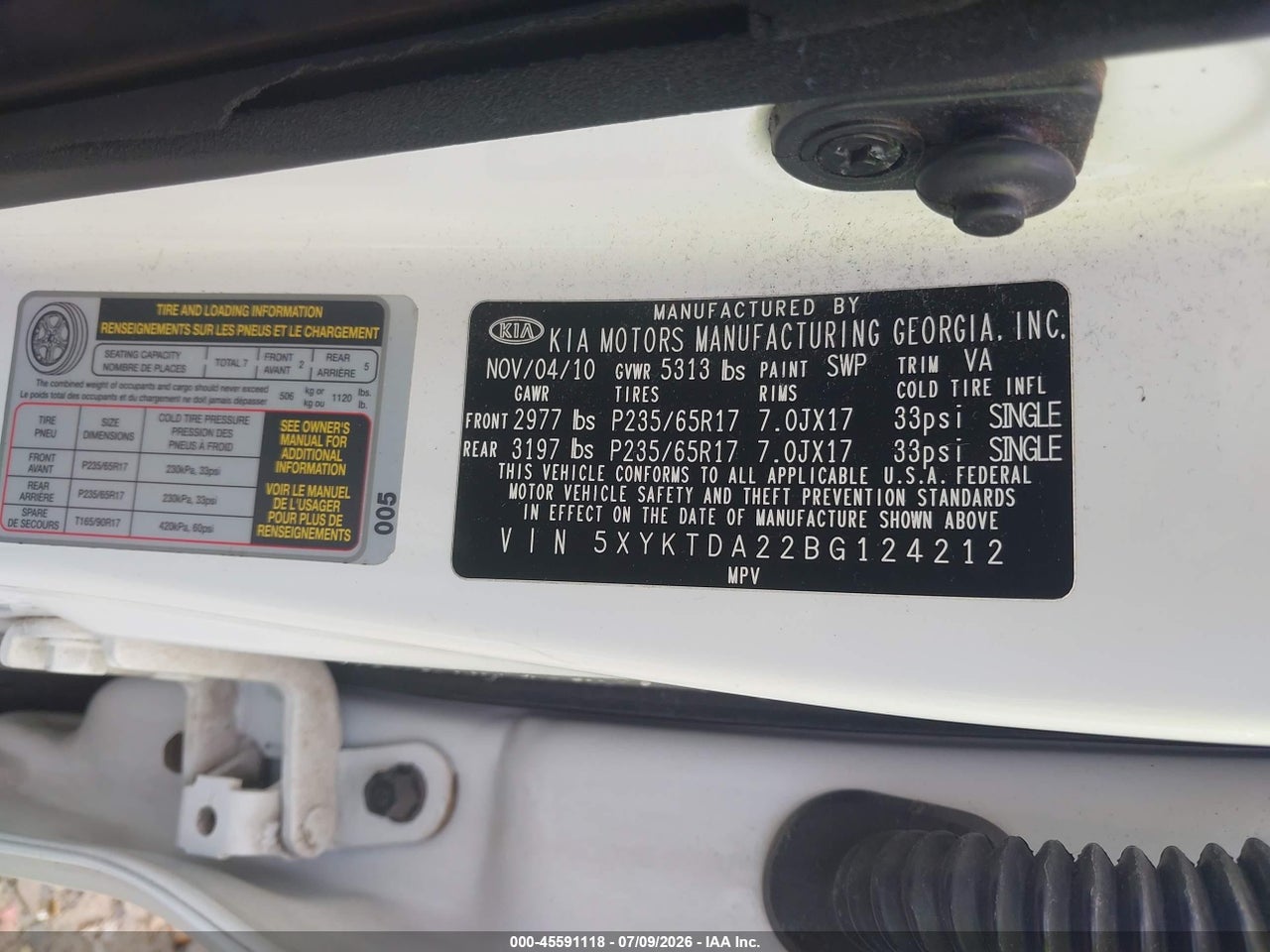 2011 KIA SORENTO LX V6 thumbnail 10