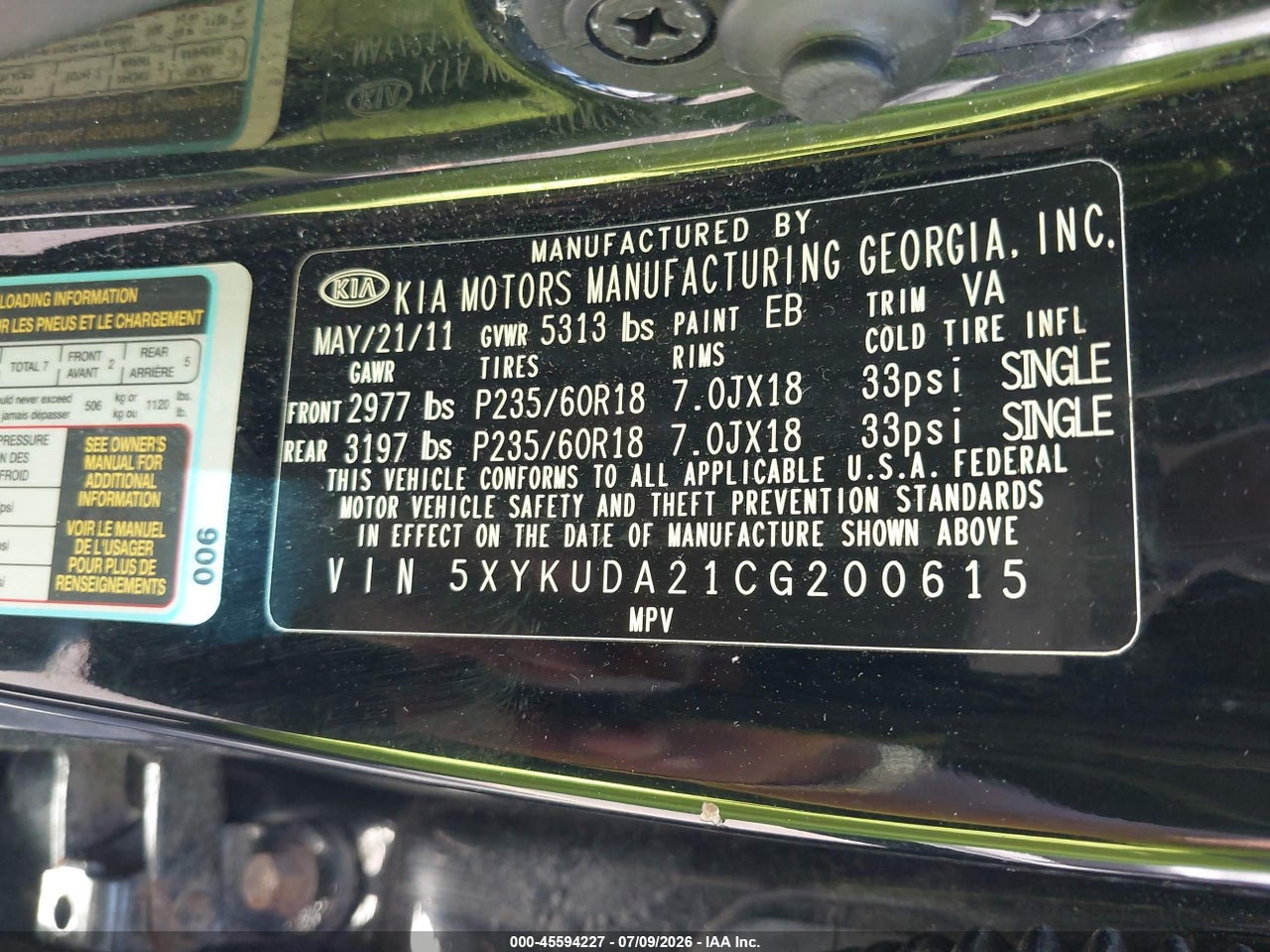 2012 KIA SORENTO EX V6 thumbnail 10