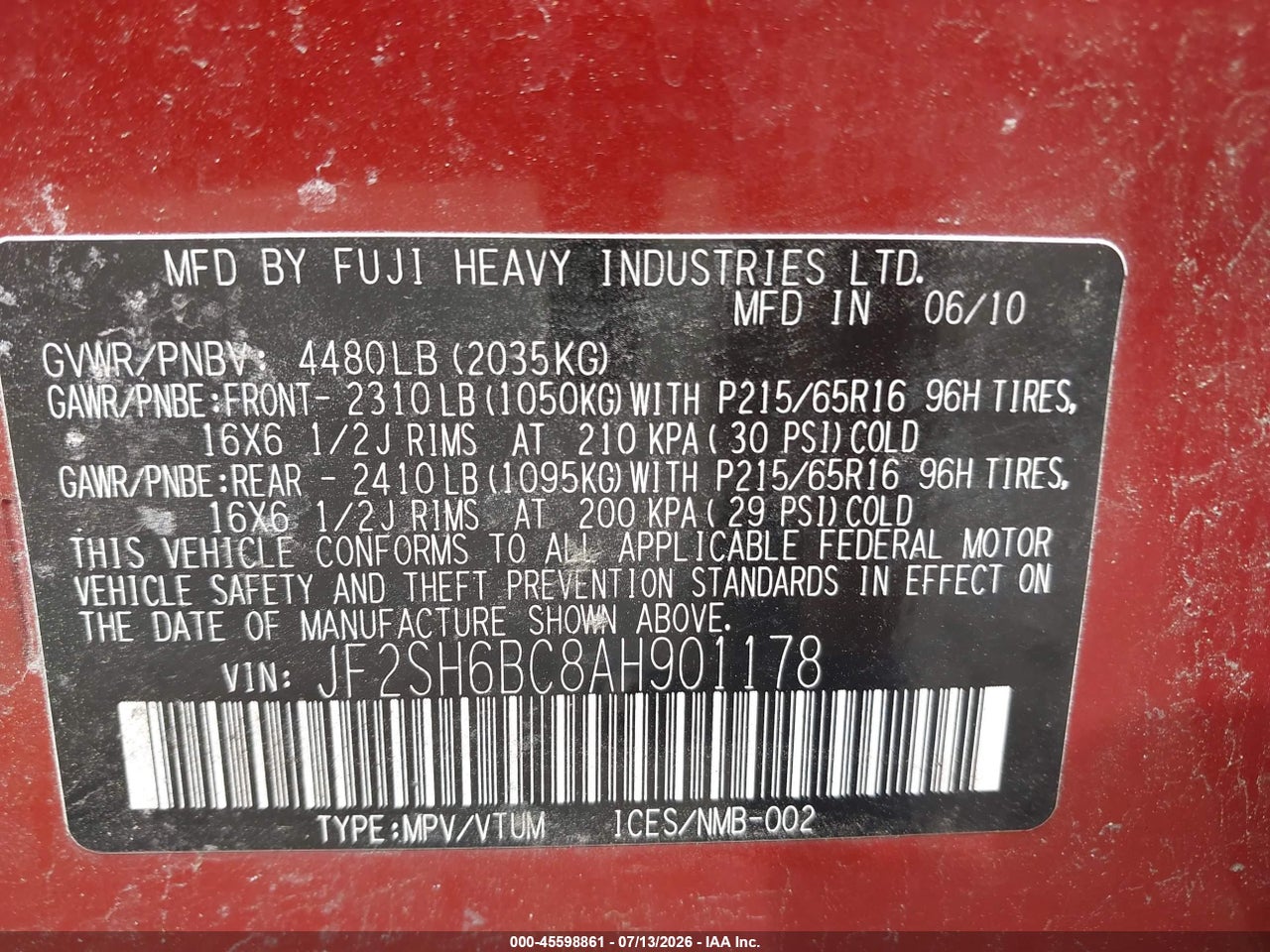 2010 SUBARU FORESTER 2.5X thumbnail 10