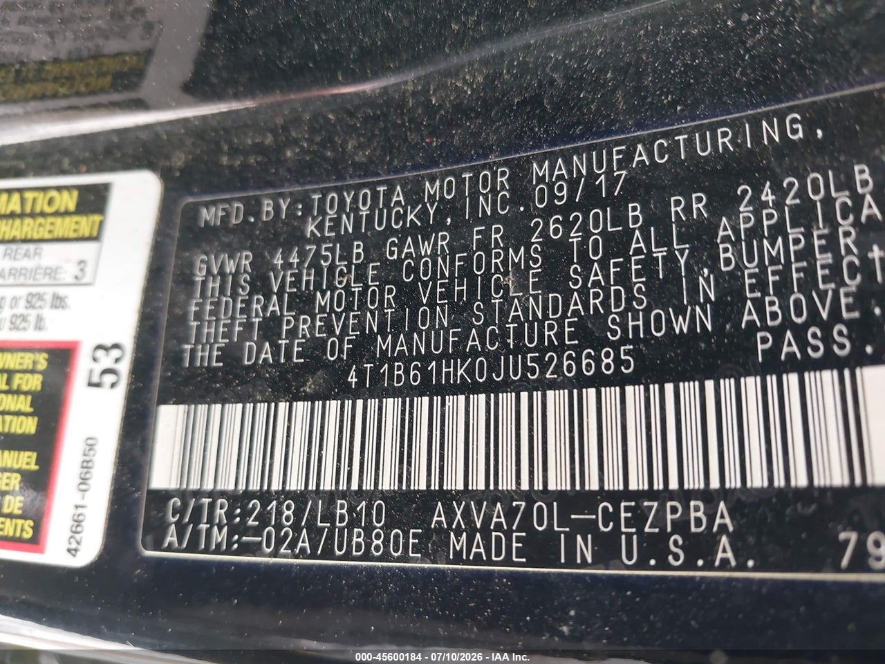2018 TOYOTA CAMRY XSE thumbnail 10
