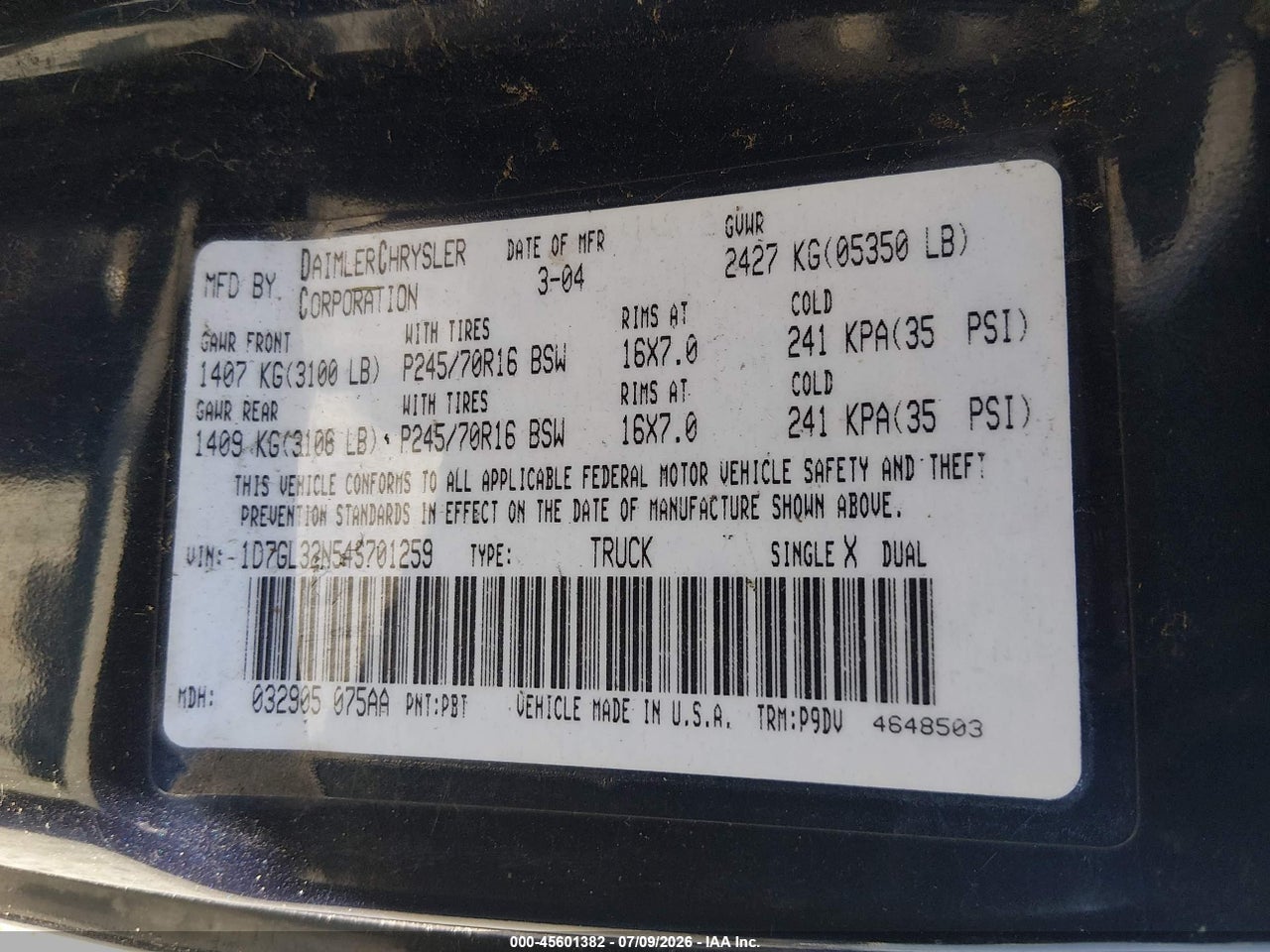 2004 DODGE DAKOTA SPORT thumbnail 10
