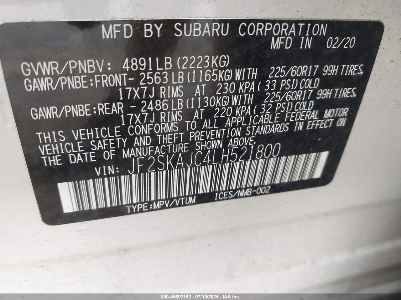 2020 SUBARU FORESTER PREMIUM thumbnail 10