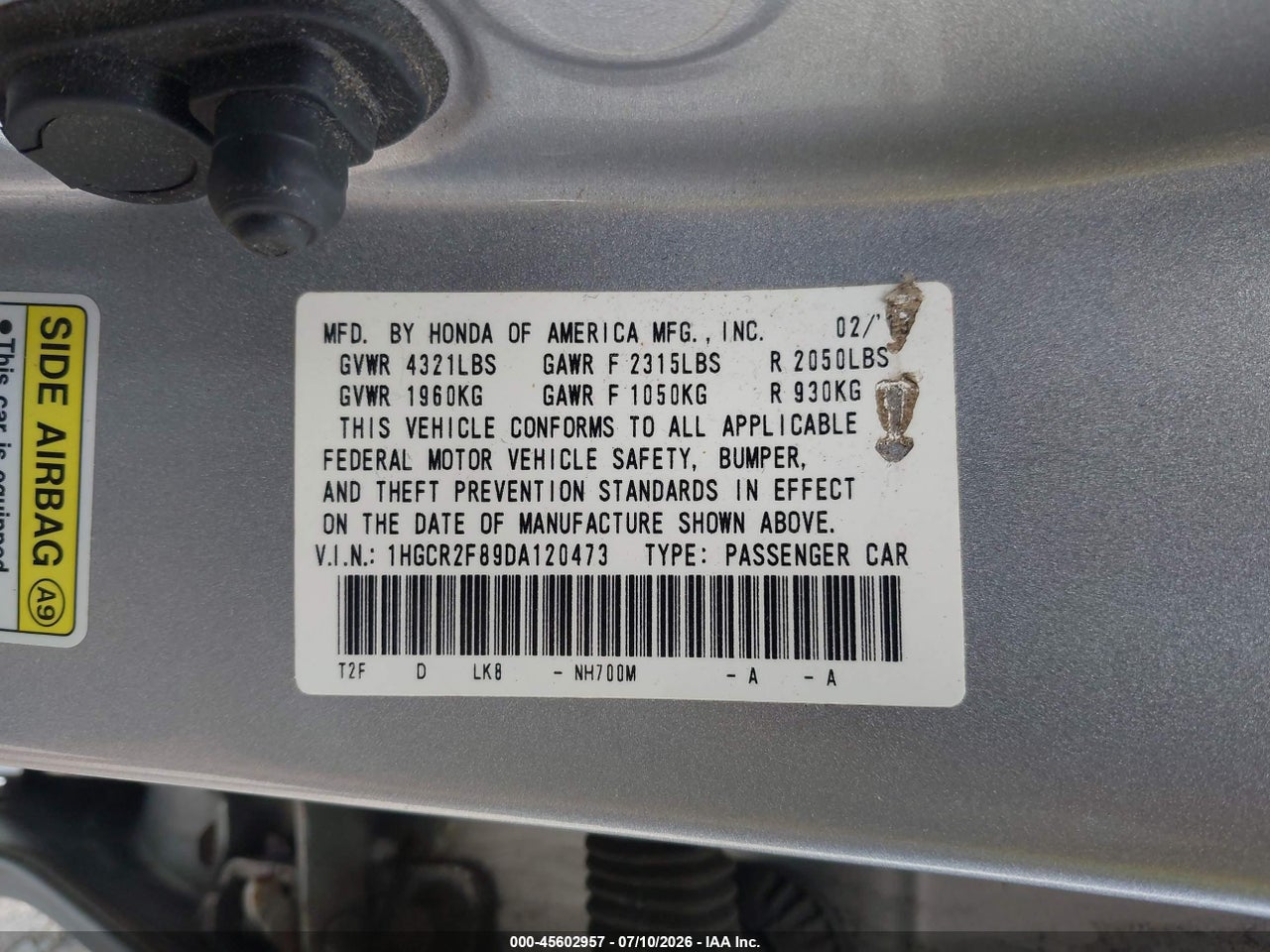 2013 HONDA ACCORD EX-L thumbnail 10