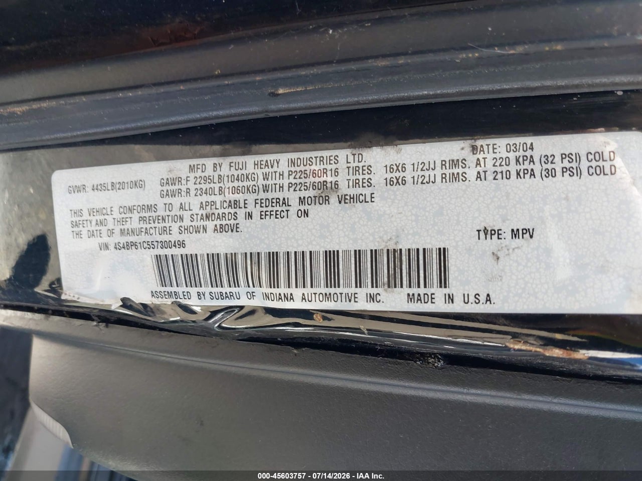 2005 SUBARU OUTBACK 2.5I thumbnail 10