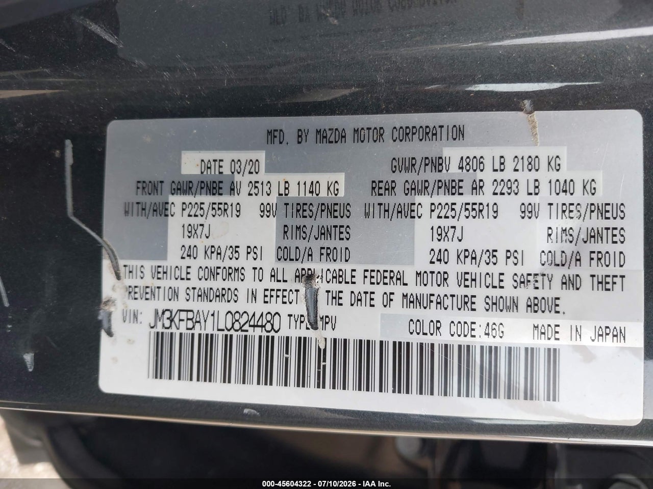 2020 MAZDA CX-5 GRAND TOURING RESERVE thumbnail 10