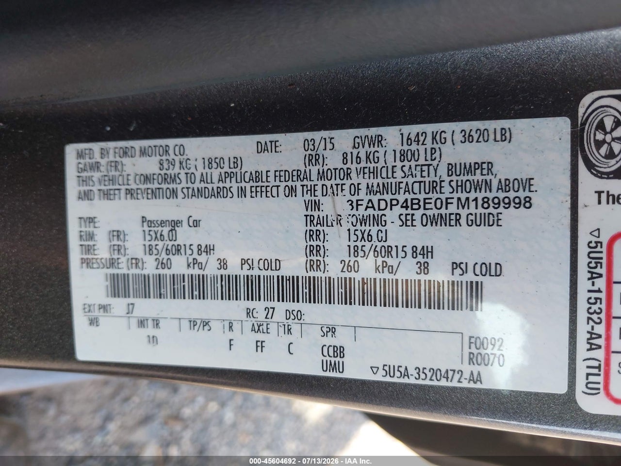 2015 FORD FIESTA SE thumbnail 10