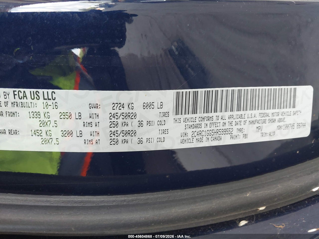 2017 CHRYSLER PACIFICA LIMITED thumbnail 10