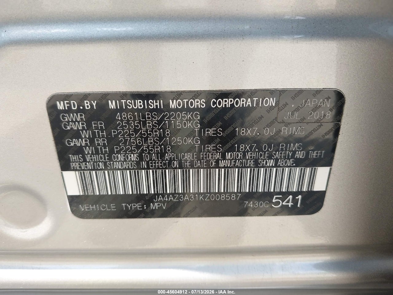 2019 MITSUBISHI OUTLANDER SE thumbnail 10