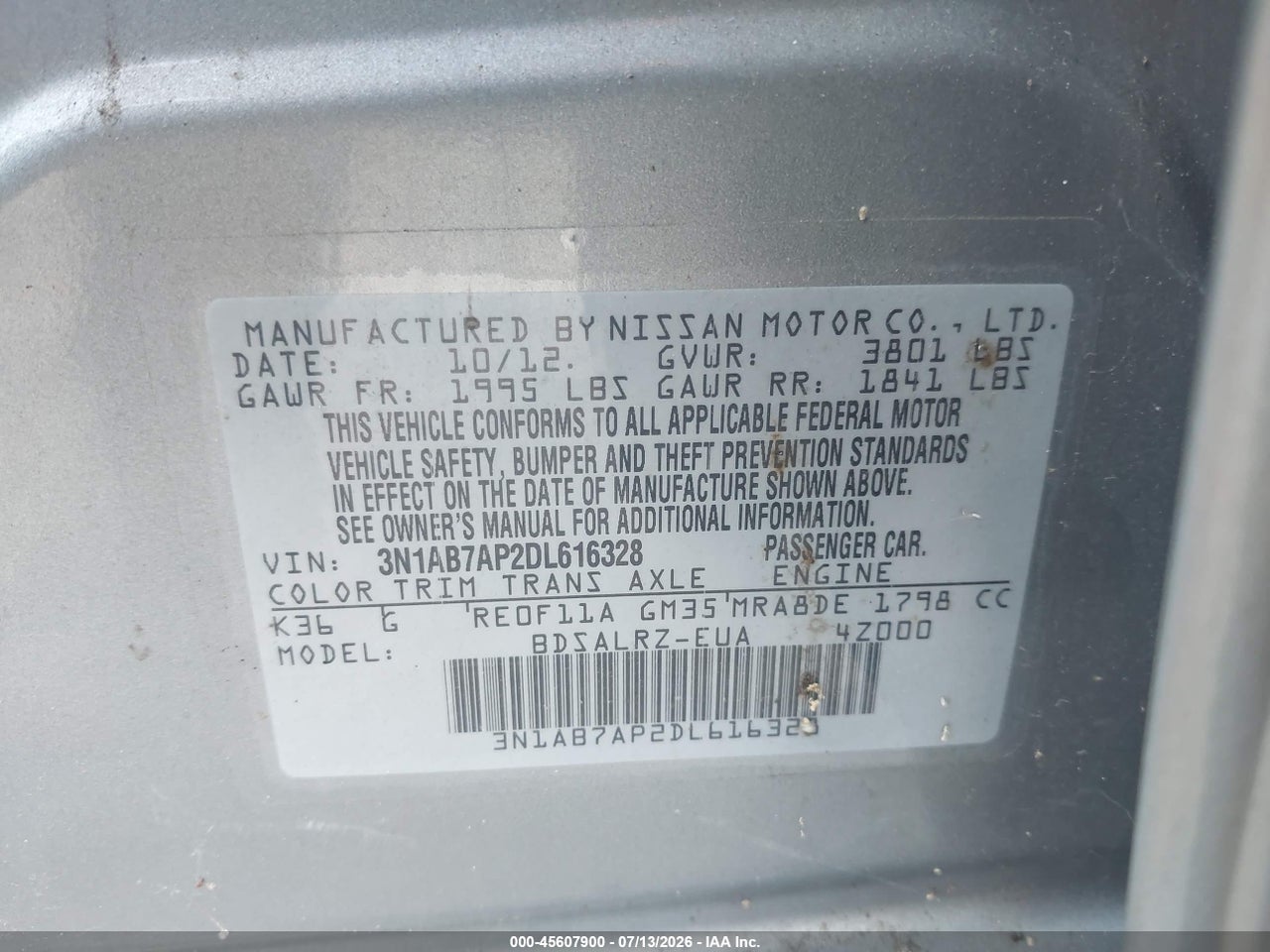 2013 NISSAN SENTRA SR thumbnail 10