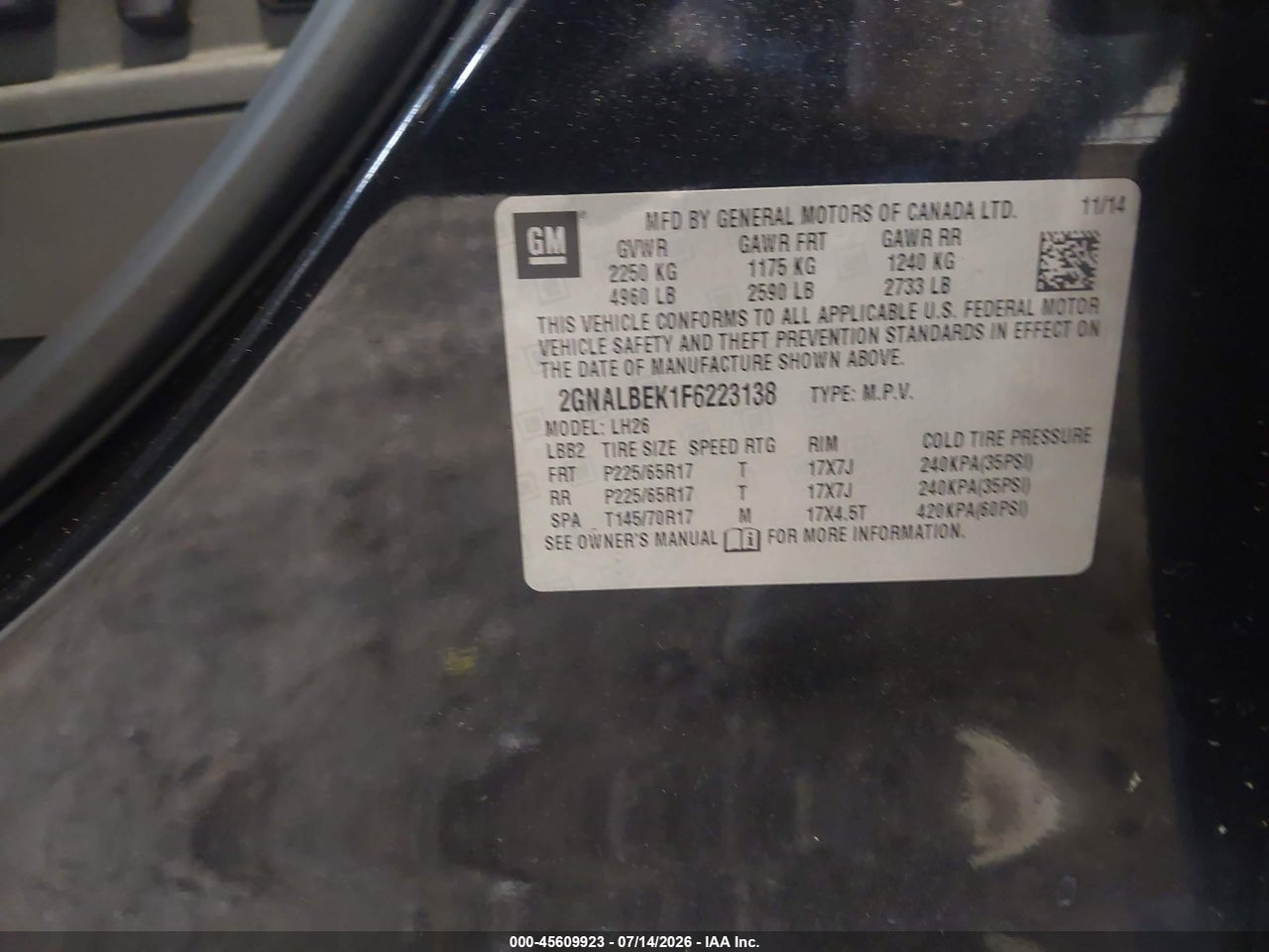 2015 CHEVROLET EQUINOX LT thumbnail 10