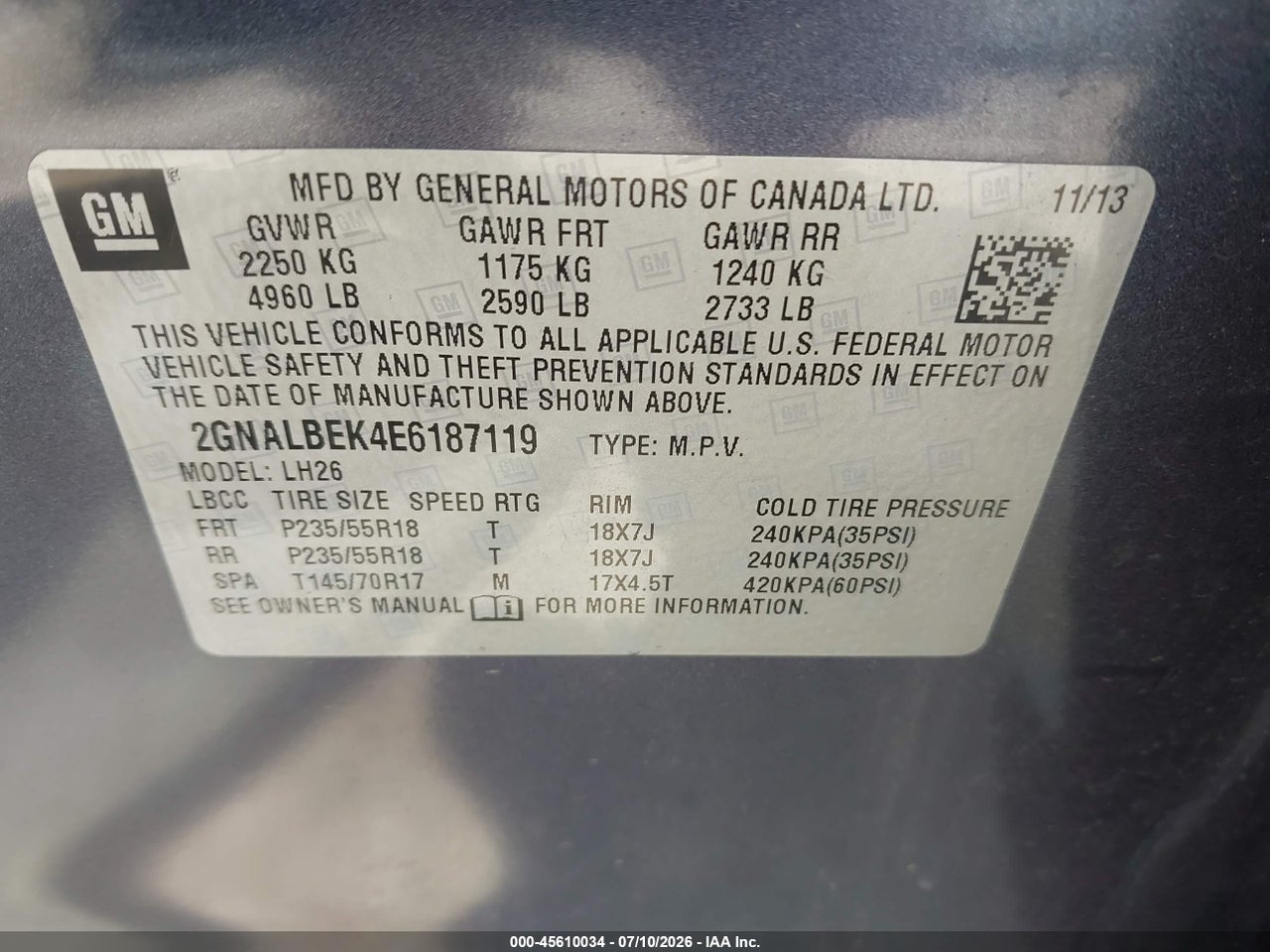 2014 CHEVROLET EQUINOX LT thumbnail 10