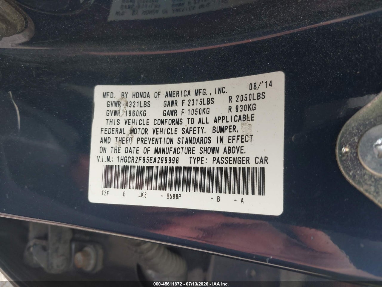 2014 HONDA ACCORD EX-L thumbnail 10