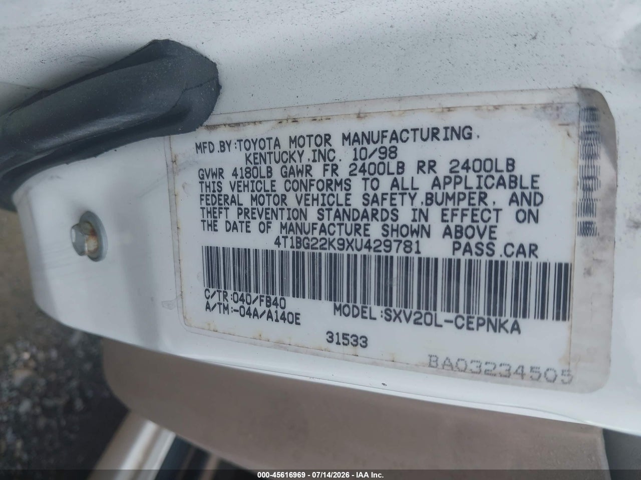 1999 TOYOTA CAMRY LE thumbnail 10