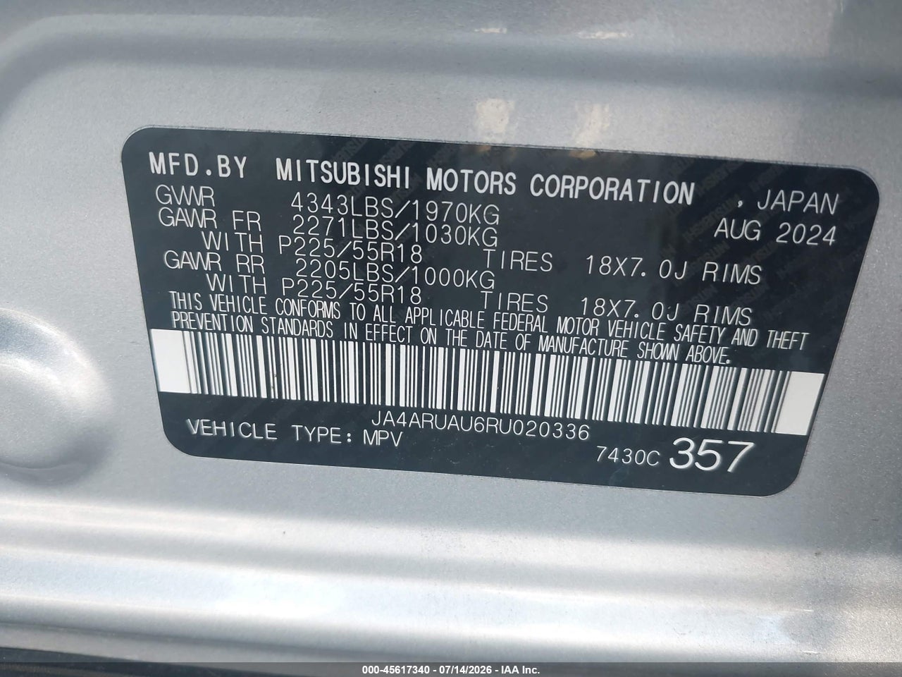 2024 MITSUBISHI OUTLANDER SPORT 2.0 ES AWC/2.0 LE AWC/2.0 RALLIART AWC/2.0 S AWC/2.0 SE AWC/2.0 TRAIL EDITION AWC thumbnail 10