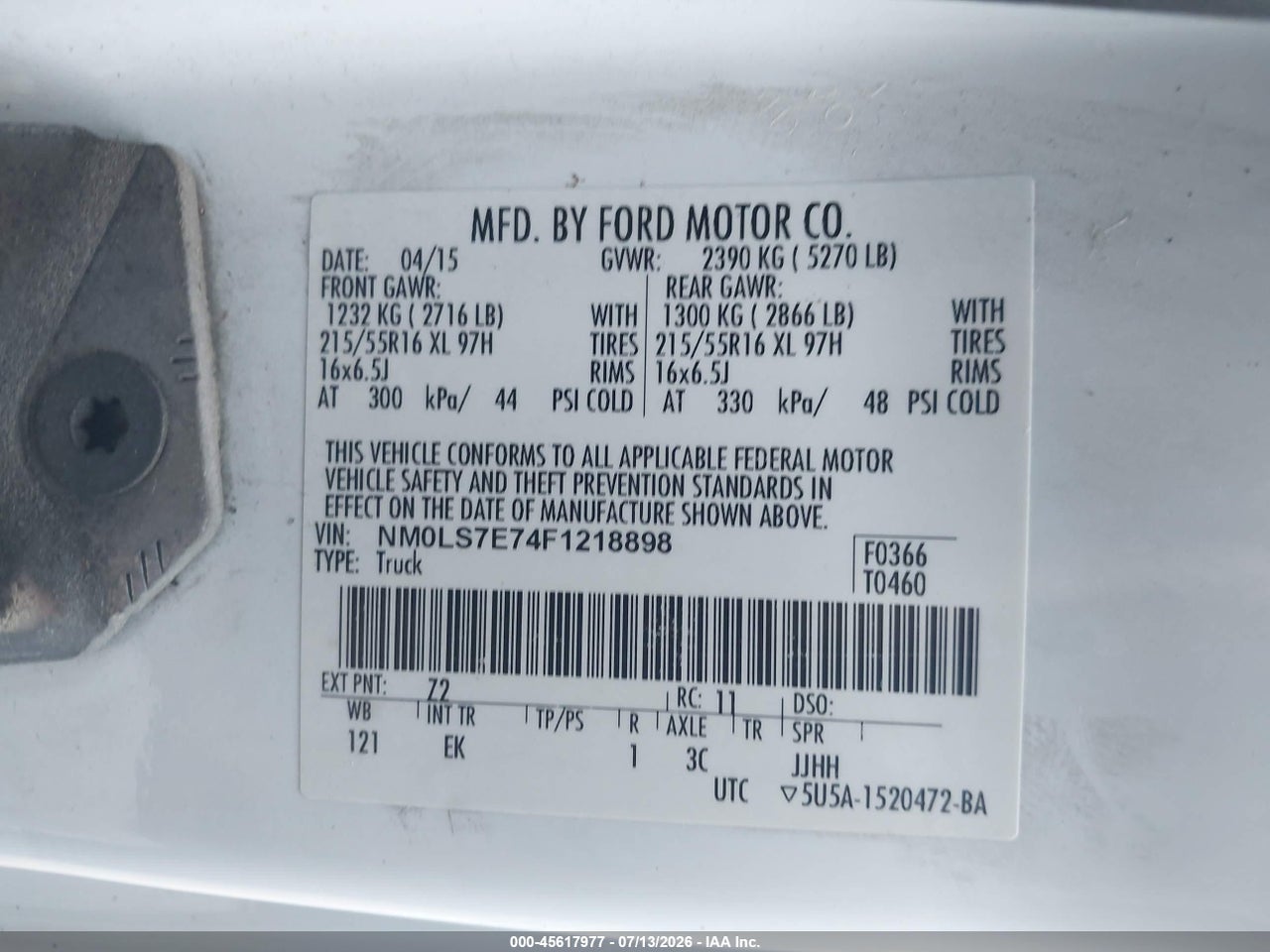 2015 FORD TRANSIT CONNECT XL thumbnail 10