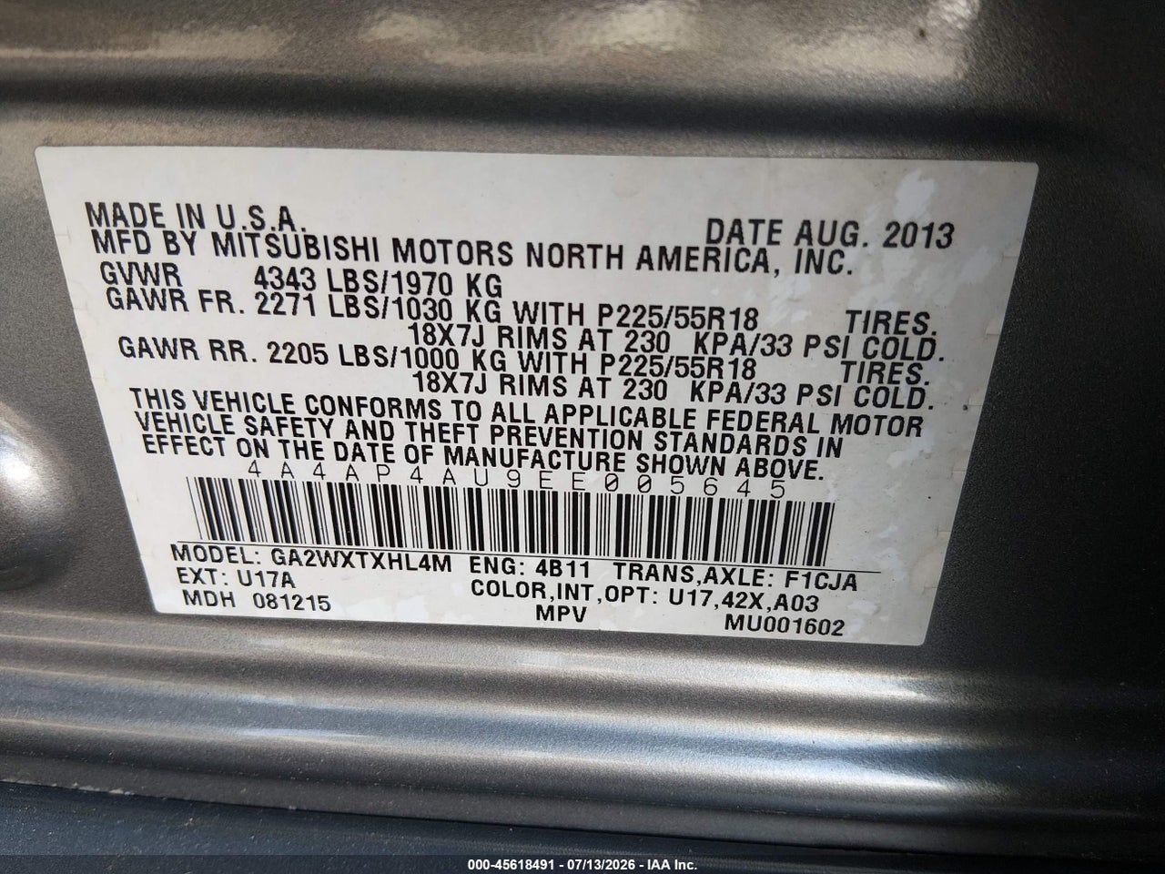 2014 MITSUBISHI OUTLANDER SPORT SE thumbnail 10