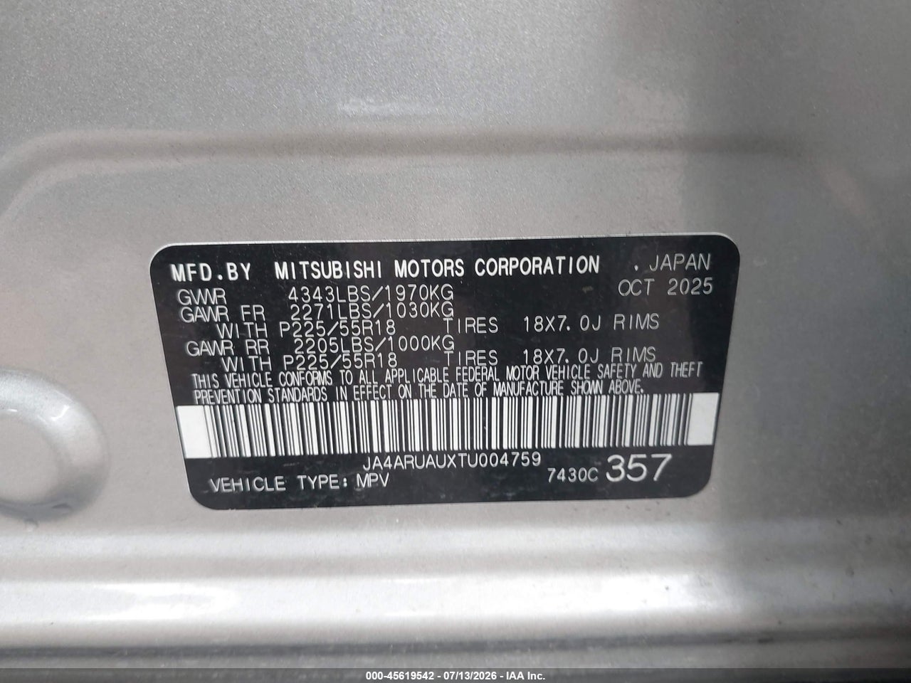 2026 MITSUBISHI OUTLANDER SPORT 2.0 ES/2.0 LE/2.0 RALLIART/2.0 S/2.0 SE/2.0 TRAIL EDITION thumbnail 10