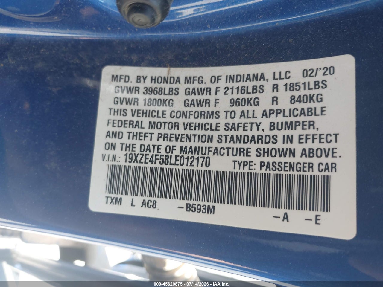 2020 HONDA INSIGHT EX thumbnail 10