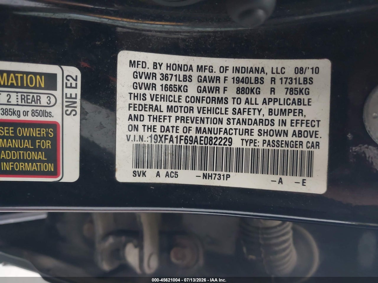 2010 HONDA CIVIC LX-S thumbnail 10