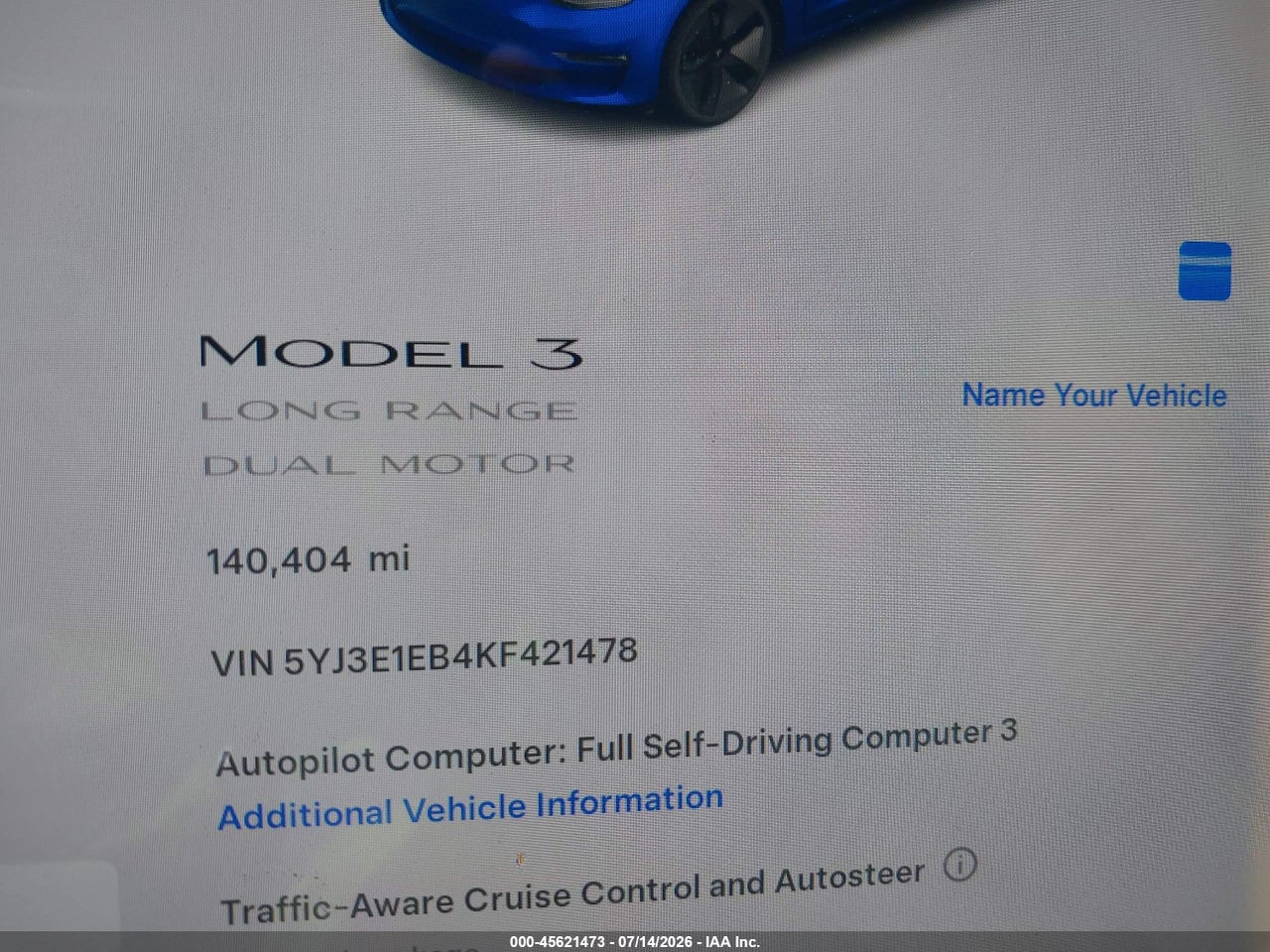 2019 TESLA MODEL 3 LONG RANGE/PERFORMANCE thumbnail 8