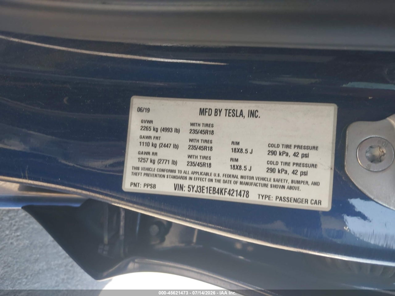 2019 TESLA MODEL 3 LONG RANGE/PERFORMANCE thumbnail 10
