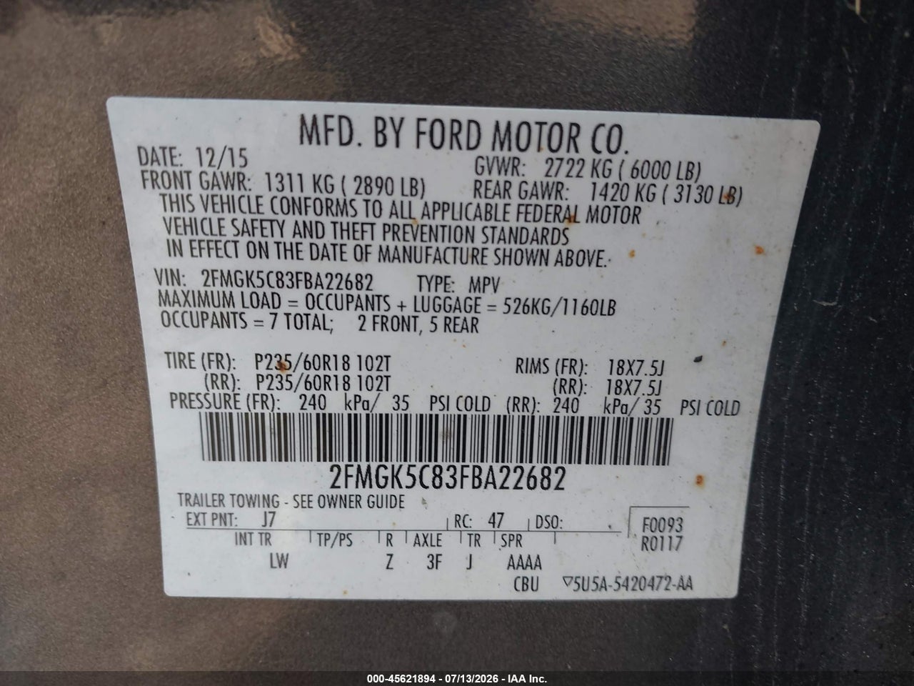 2015 FORD FLEX SEL thumbnail 10