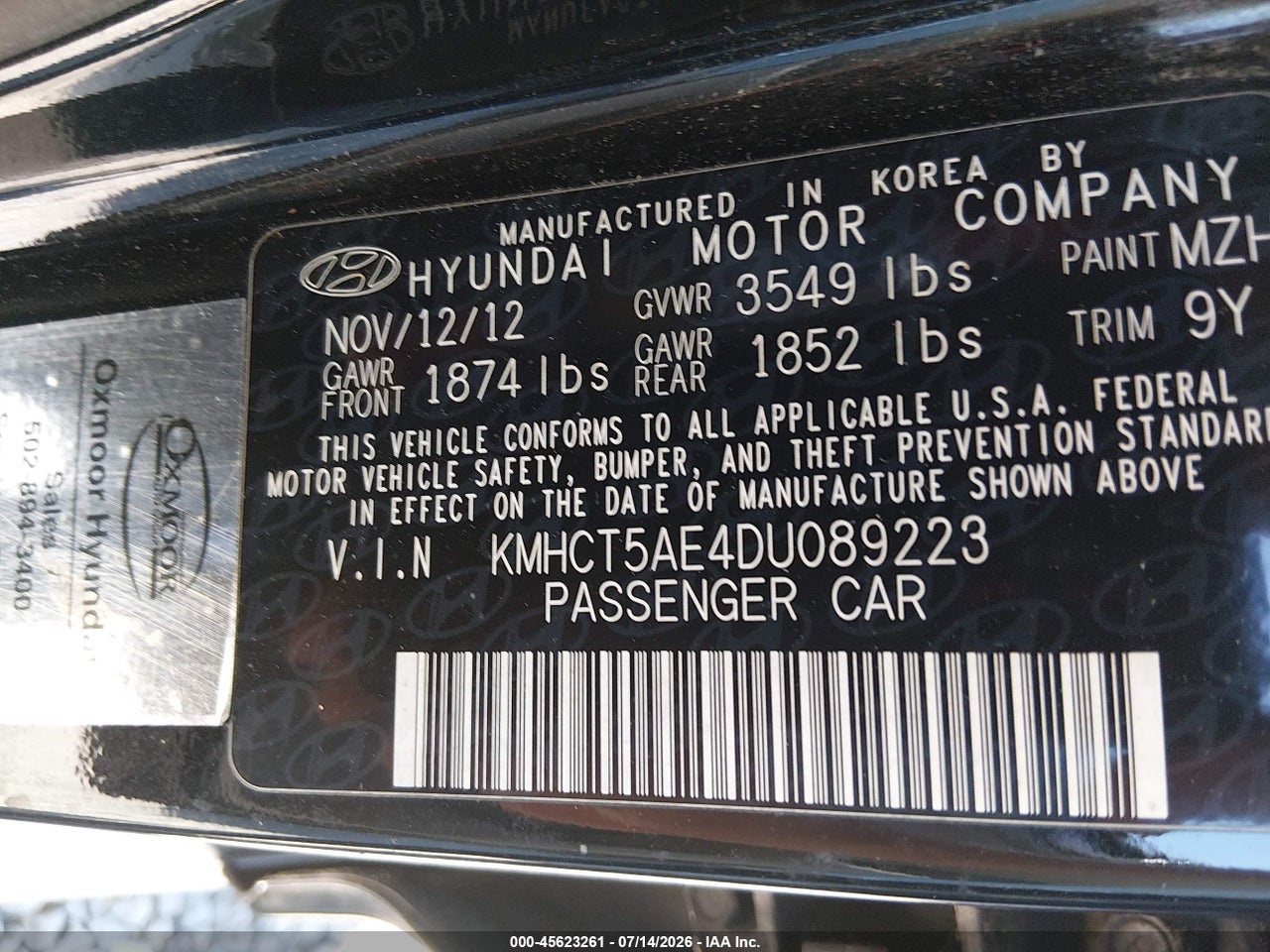 2013 HYUNDAI ACCENT GS thumbnail 10