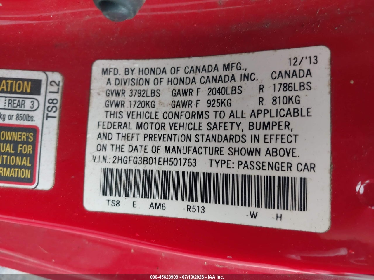 2014 HONDA CIVIC EX-L thumbnail 10