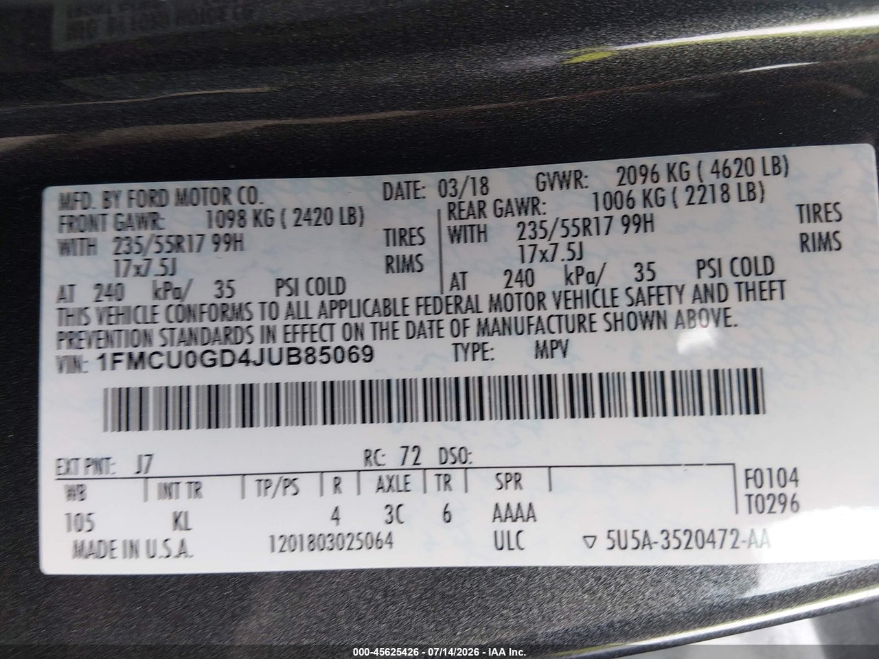 2018 FORD ESCAPE SE thumbnail 10