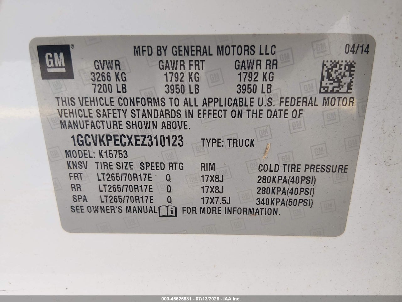 2014 CHEVROLET SILVERADO 1500 WORK TRUCK thumbnail 10