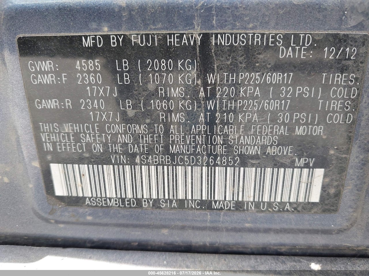 2013 SUBARU OUTBACK 2.5I LIMITED thumbnail 10