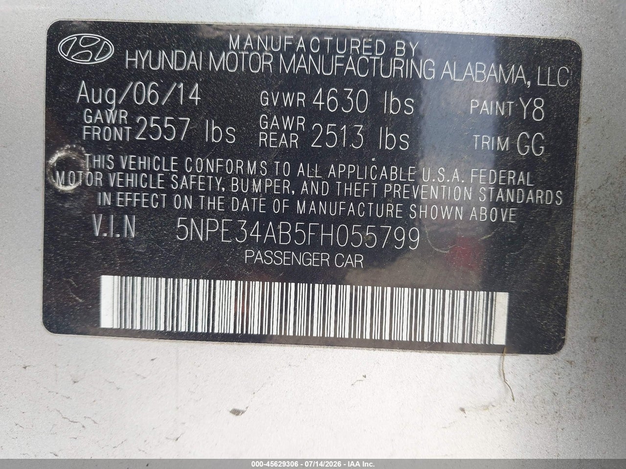 2015 HYUNDAI SONATA SPORT 2.0T thumbnail 10