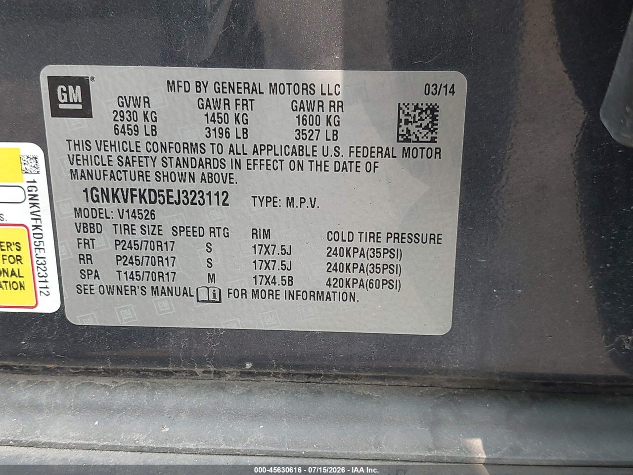 2014 CHEVROLET TRAVERSE LS thumbnail 10