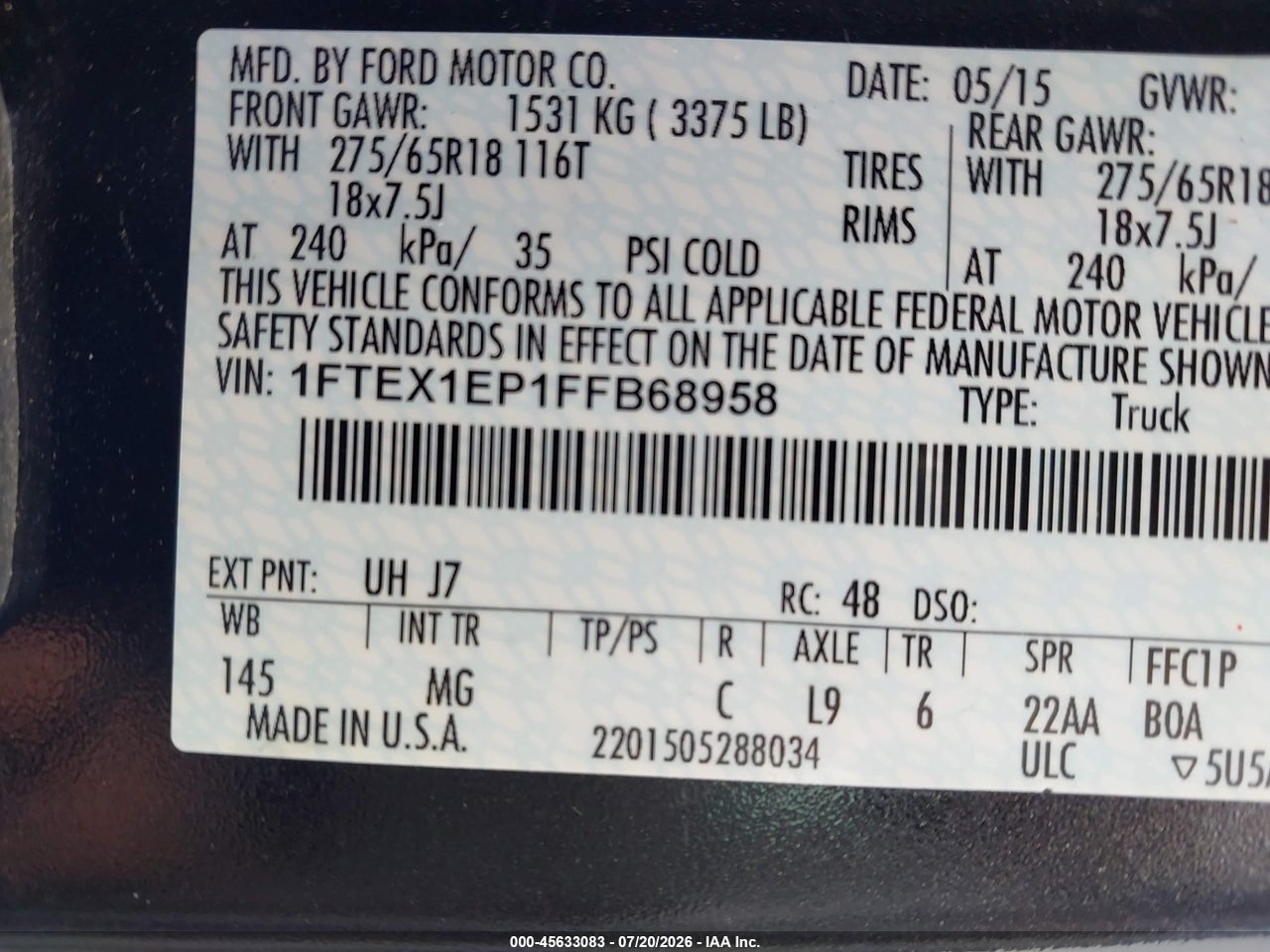 2015 FORD F-150 XLT thumbnail 10