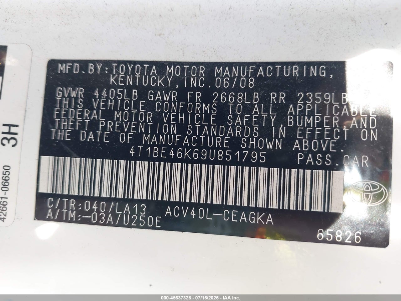 2009 TOYOTA CAMRY XLE thumbnail 10