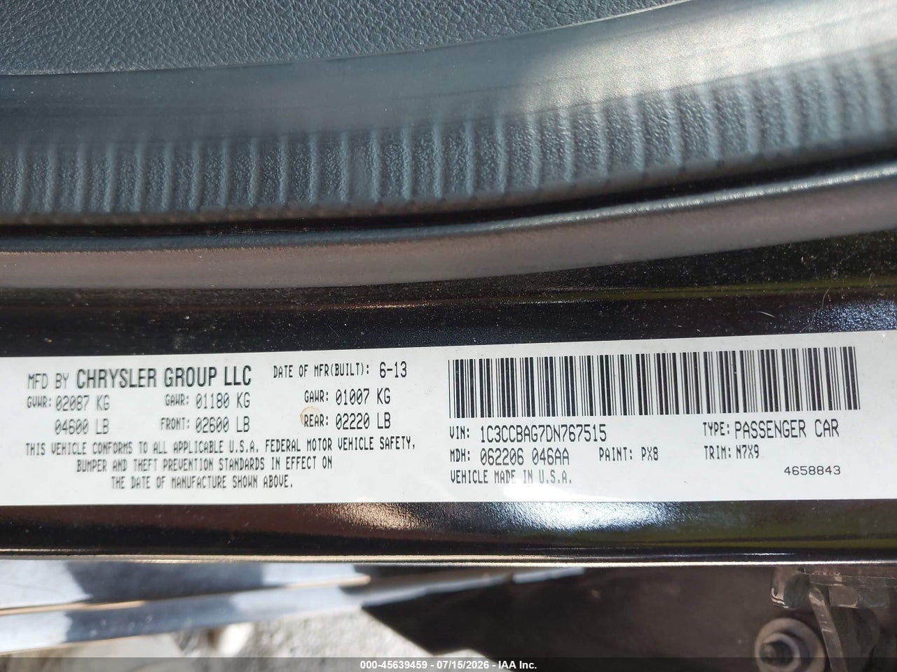 2013 CHRYSLER 200 LX thumbnail 10