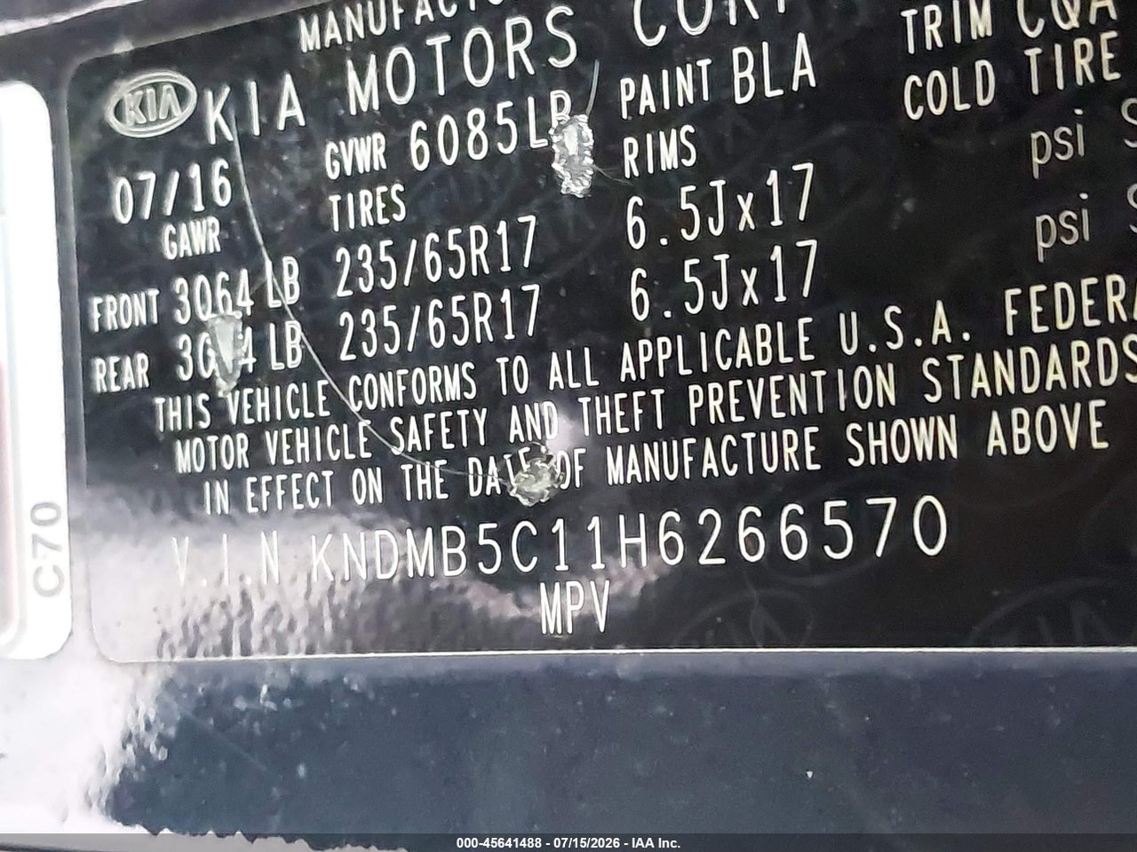 2017 KIA SEDONA LX thumbnail 10