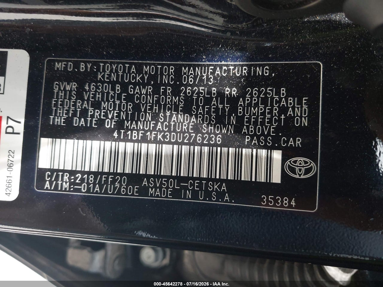 2013 TOYOTA CAMRY SE thumbnail 10