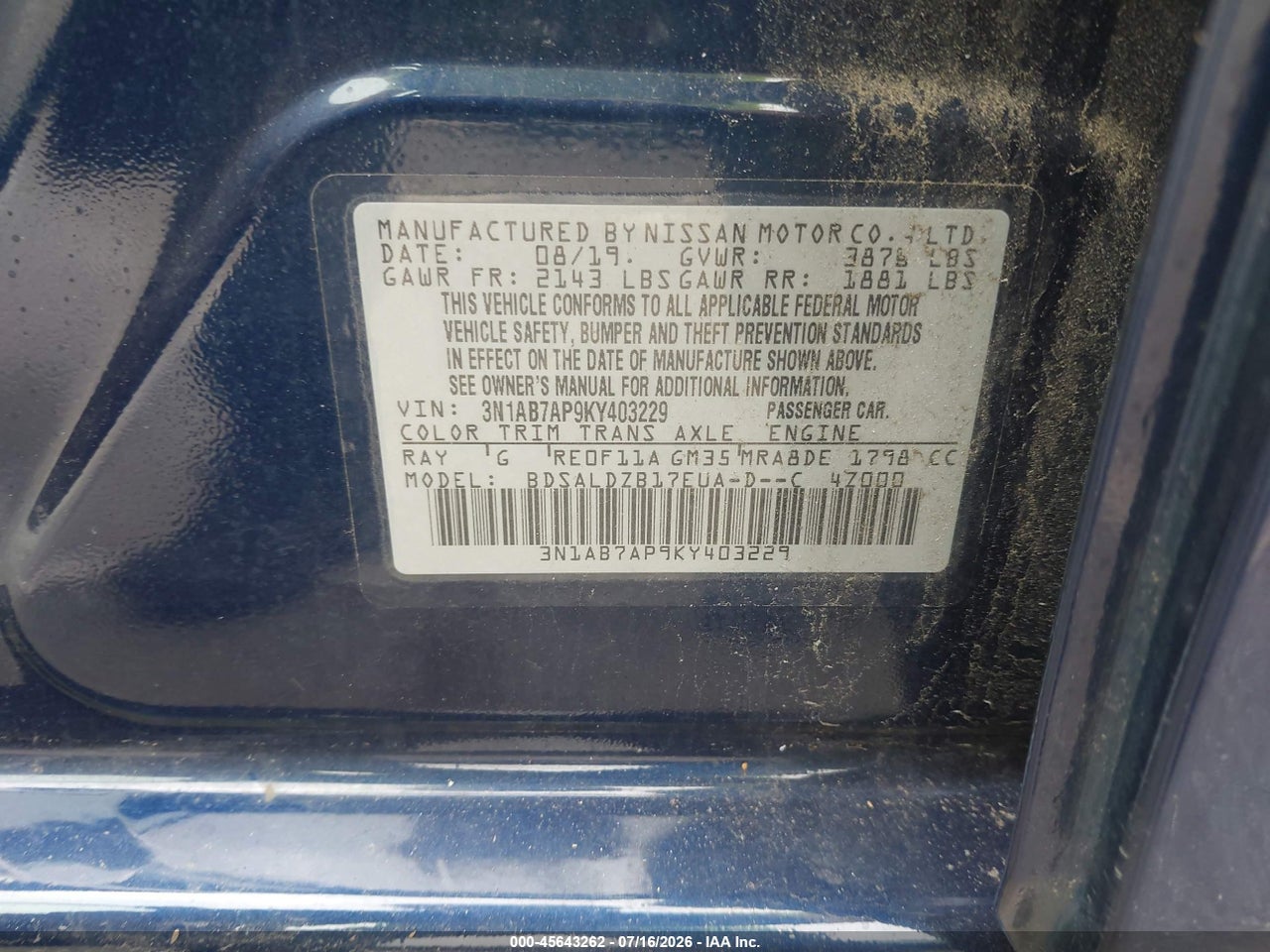 2019 NISSAN SENTRA SV thumbnail 10