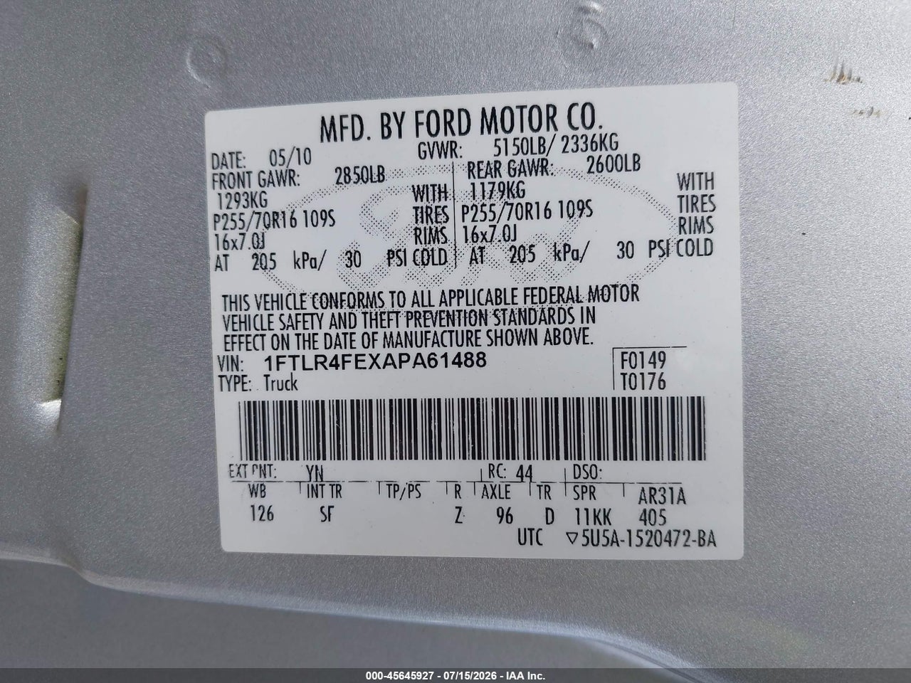2010 FORD RANGER SPORT/XLT thumbnail 10