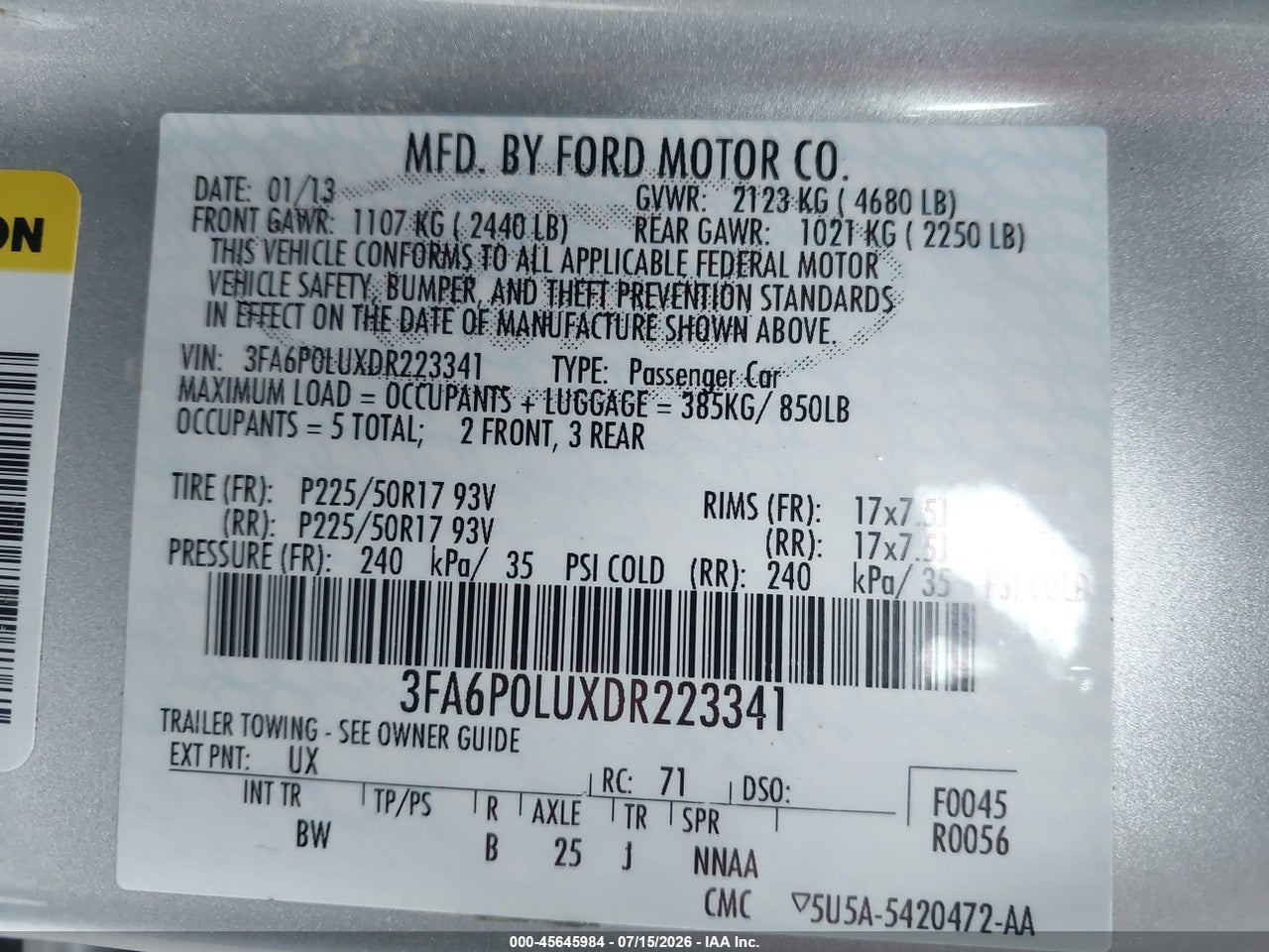 2013 FORD FUSION HYBRID SE thumbnail 10
