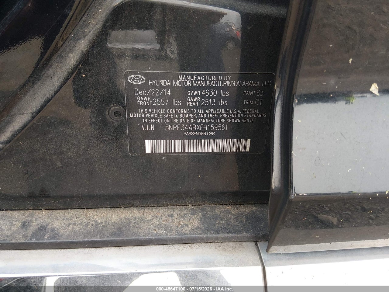 2015 HYUNDAI SONATA SPORT 2.0T thumbnail 10