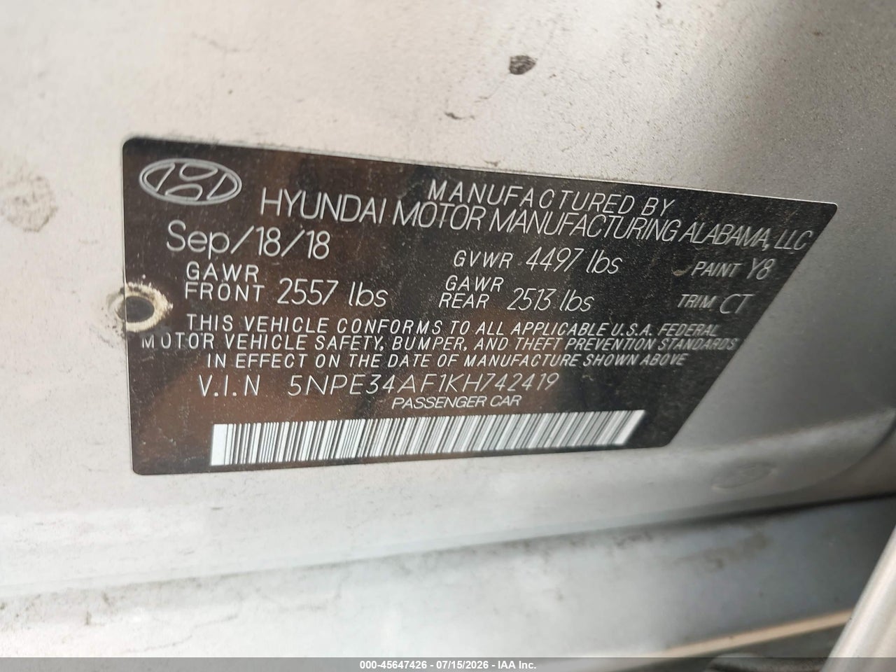 2019 HYUNDAI SONATA SPORT thumbnail 10