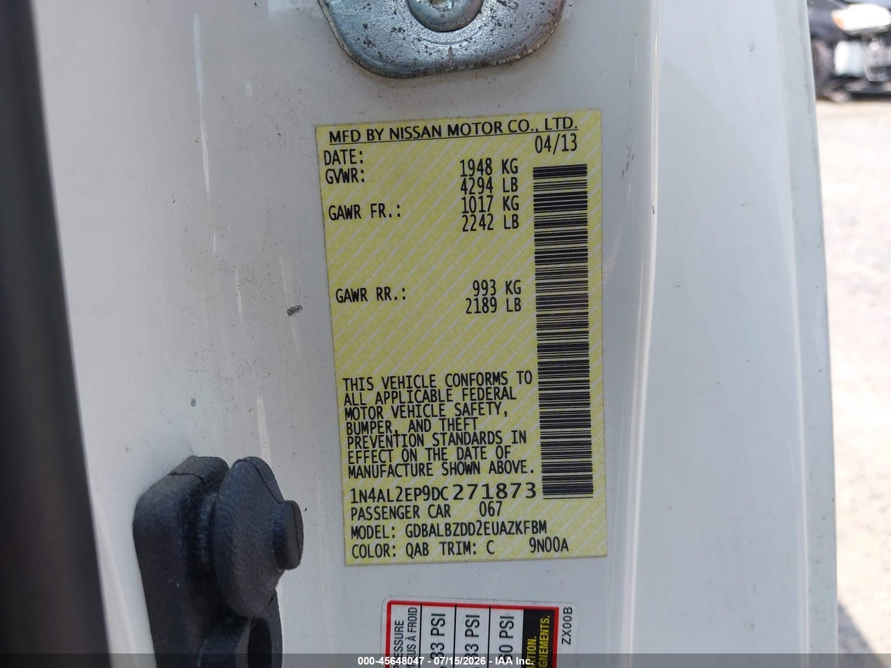 2013 NISSAN ALTIMA 2.5 S thumbnail 10