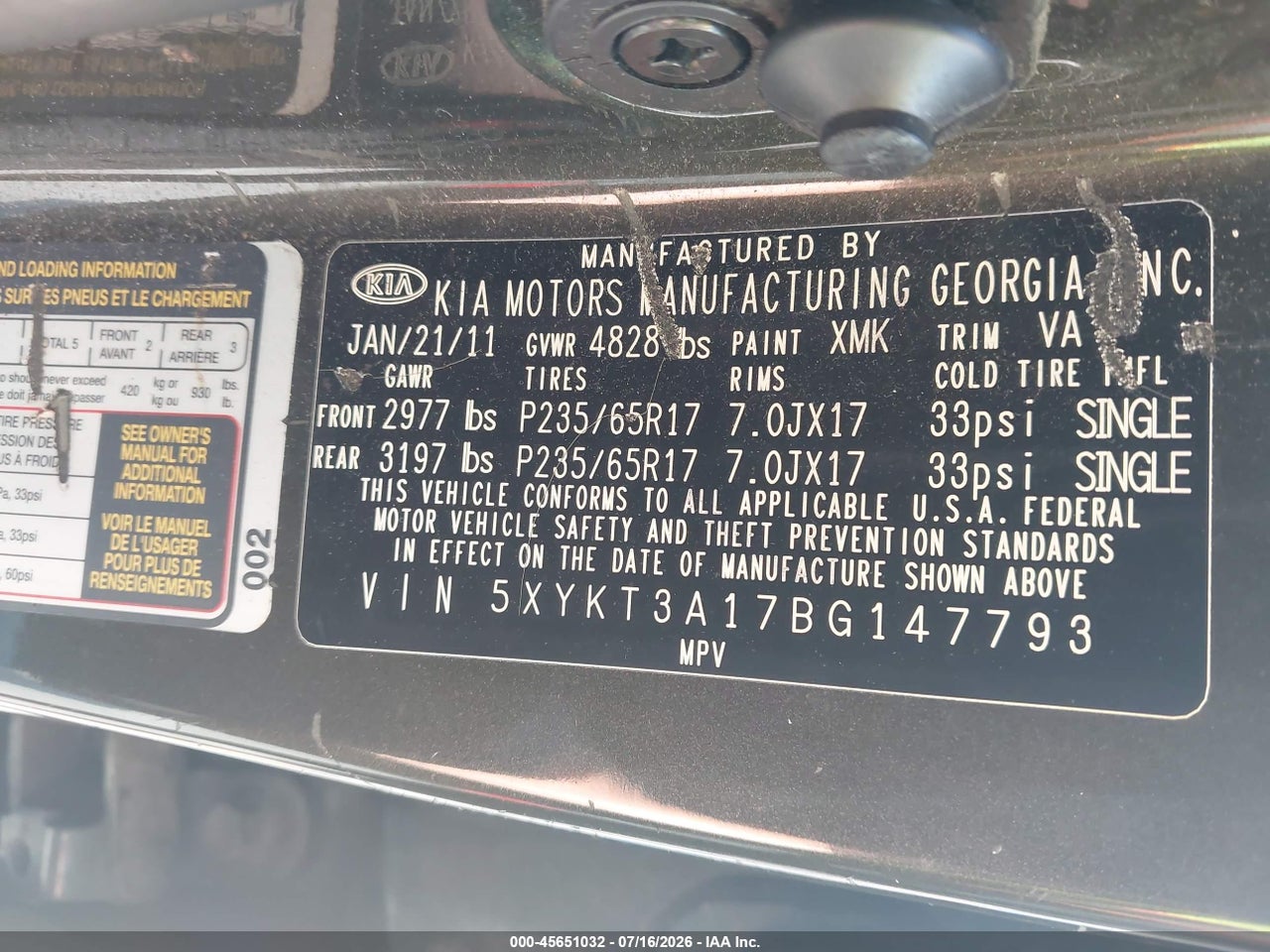 2011 KIA SORENTO LX thumbnail 10